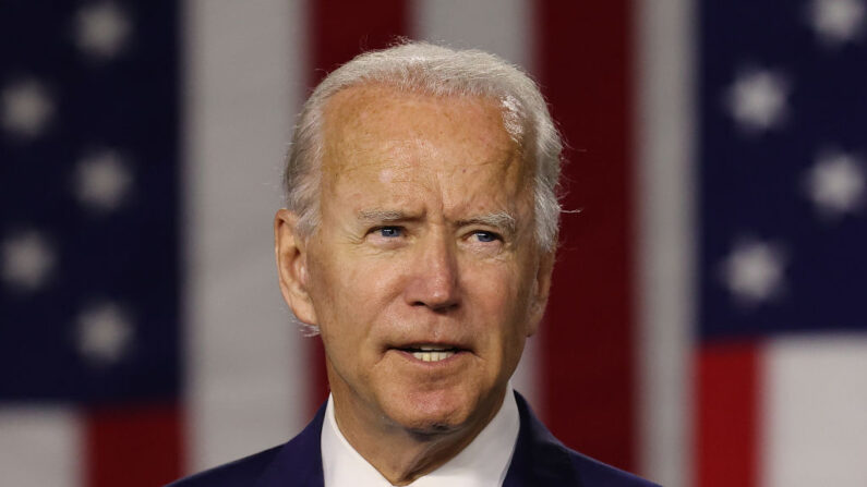 El exvicepresidente del candidato presidencial demócrata Joe Biden en el Chase Center el 14 de julio de 2020 en Wilmington, Delaware. (Chip Somodevilla/Getty Images)