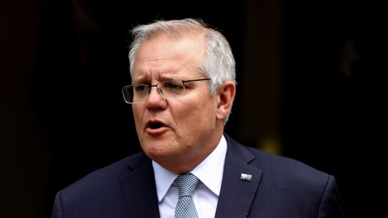 El primer ministro australiano, Scott Morrison, durante una conferencia de prensa en Sydney, Australia, el 15 de octubre de 2021. (Brendon Thorne/Getty Images)