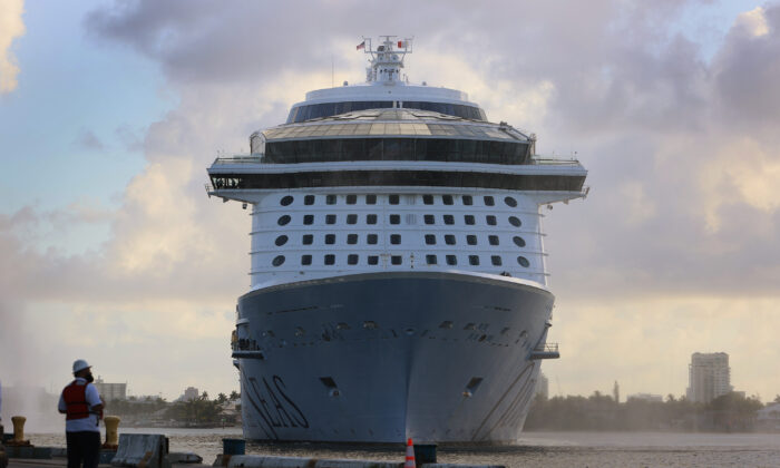 El Odyssey of The Seas de Royal Caribbean llega a Port Everglades en Fort Lauderdale, Florida, el 10 de junio de 2021. (Joe Raedle/Getty Images)