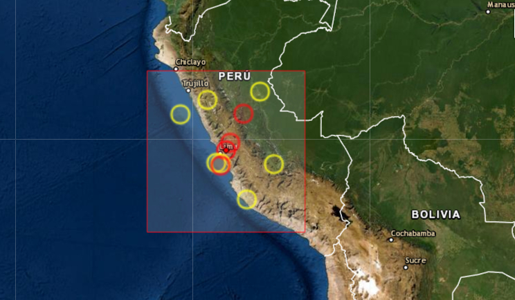 Al menos nueve personas resultaron heridas, entre ellas una de gravedad, y cuatro quedaron damnificadas al perder su vivienda durante el sismo de magnitud 5.6 en la escala de Richter ocurrido este viernes 7 de enero de 2022 en Lima (Perú). (Captura de pantalla/EMSC)