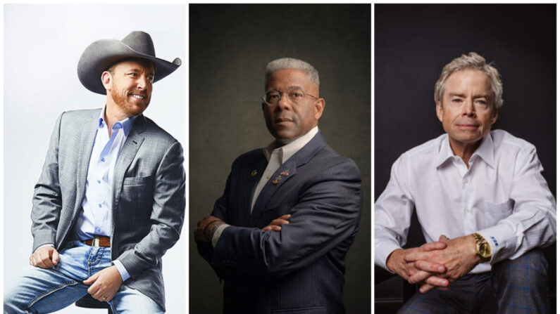 (I-D): Chad Prather, el teniente coronel Allen West, y Don Huffines son los tres principales candidatos republicanos que se enfrentarán al gobernador de Texas Greg Abbott en las próximas primarias del 1 de marzo. (Cortesía del sitio web de los candidatos)