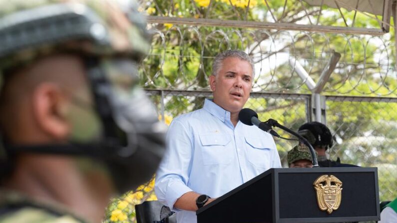 El presidente colombiano Iván Duque habla en Arauca (Colombia), el 16 de enero de 2022. EFE/ Presidencia de Colombia 