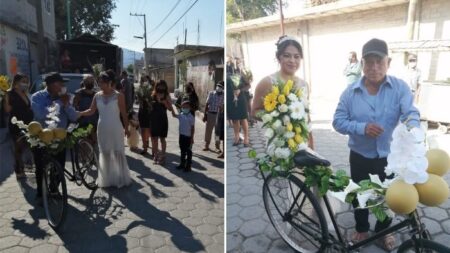 Papá mexicano lleva a su hija en bicicleta el día de la boda: «Será inolvidable»