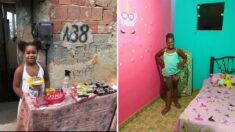 Niña brasileña pone «puesto de dulces» para ayudar a su mamá, reciben ayuda y ahora tiene su cuarto