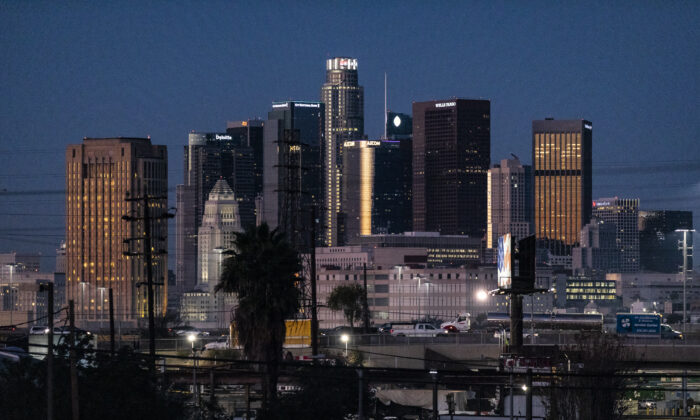 Centro de Los Ángeles, California, el 20 de enero de 2022. (John Fredricks/The Epoch Times)
