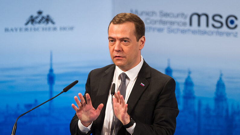 El primer ministro ruso Dmitry Medvedev en la Conferencia de Seguridad de Munich 2016 en el hotel Bayerischer Hof el 13 de febrero de 2016 en Munich, Alemania. (Lennart Preiss/Getty Images)