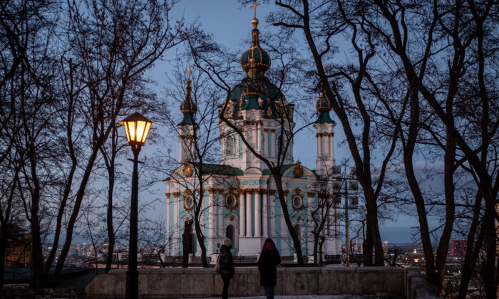 Iglesia de San Andrés en Kiev, Ucrania, el 11 de febrero de 2022. (Chris McGrath/Getty Images)