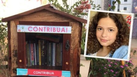Creativa niña brasileña crea «minibibliotecas» para promover lectura al aire libre