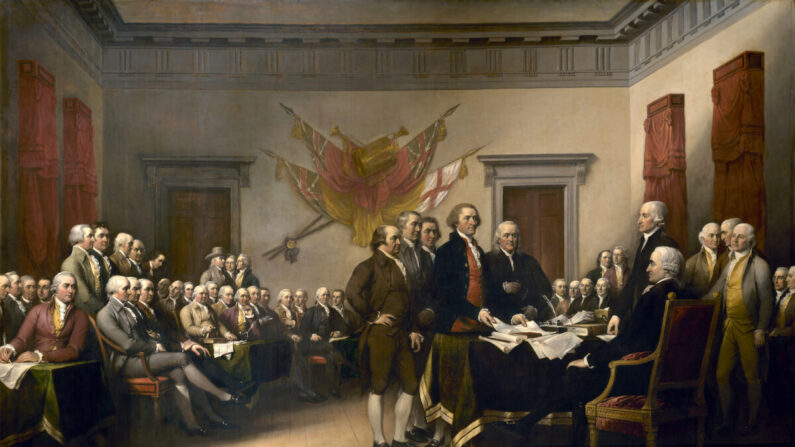 Pintura del artista estadounidense John Trumbull que representa la presentación del borrador de la Declaración de Independencia al Congreso el 28 de junio de 1776. (Dominio público)