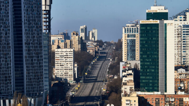 Una vista general de Kiev, Ucrania, el 26 de febrero de 2022. (Pierre Crom/Getty Images)
