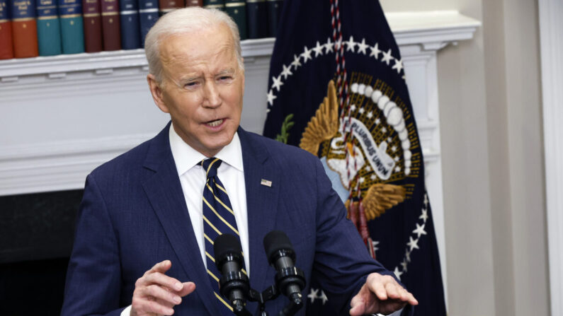 El presidente Joe Biden habla en Washington el 11 de marzo de 2022. (Chip Somodevilla/Getty Images)