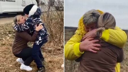 Madre ucraniana se reúne con sus hijos gracias a desconocida que los sacó del país