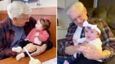 Papá visita a viudo de 86 años y lleva a su hija para alegrarlo, ahora su “vínculo es inquebrantable”