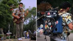 “Hombre Orquesta” pone a bailar a todos en la Ciudad de México: ¡Toca 4 instrumentos a la vez!