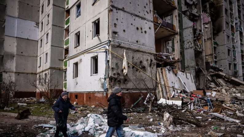 Edificios dañados en Chernihiv, Ucrania, en una imagen de archivo. (Dimitar Dilkoff/AFP vía Getty Images)