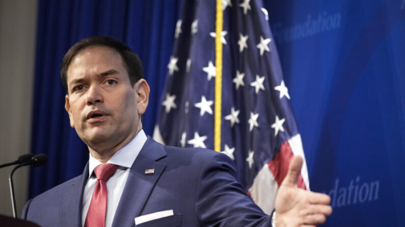 El senador Marco Rubio (R-Fla.) habla en la Fundación Heritage en Washington, el 29 de marzo de 2022. (Drew Angerer/Getty Images)
