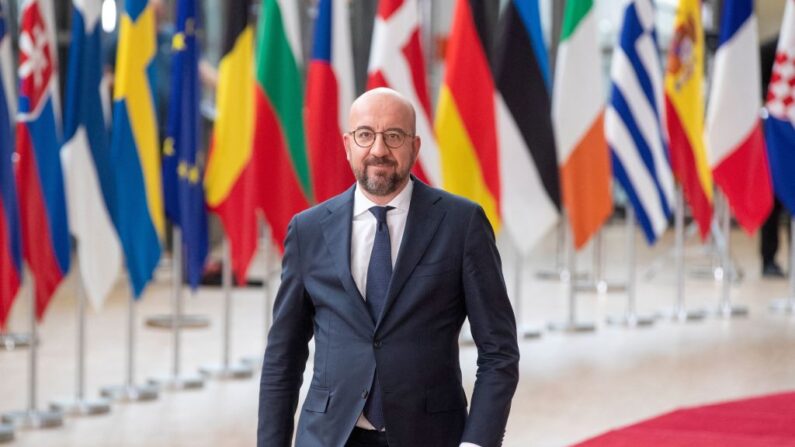El presidente del Consejo Europeo, Charles Michel, llega a una reunión especial del Consejo Europeo, en la sede de la Unión Europea en Bruselas, el lunes 30 de mayo de 2022. (Nicolas Maeterlinck/BELGA MAG/AFP vía Getty Images)