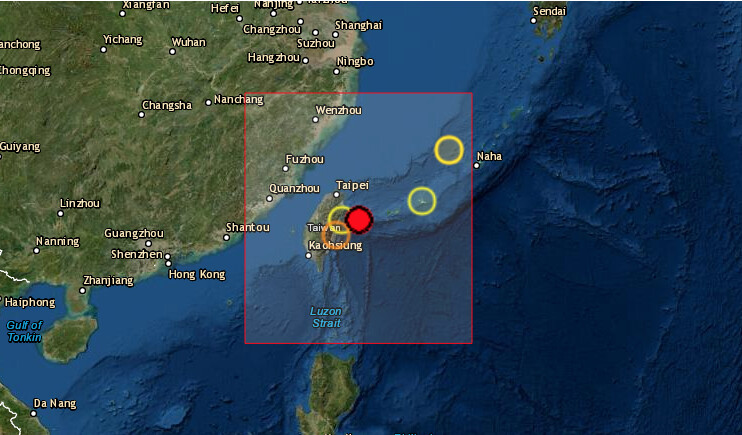 Un terremoto de magnitud 6.1 sacudió este lunes las aguas a 89.5 kilómetros al este del condado de Hualien, en el este de Taiwán, sin que hasta el momento se haya informado de víctimas. (Captura de pantalla/EMSC)