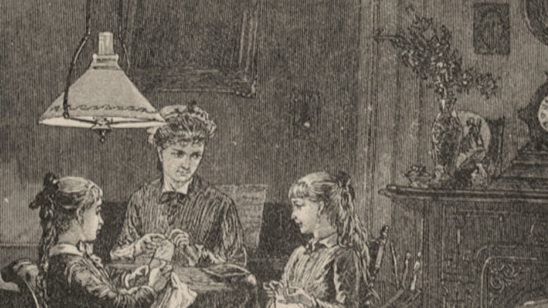 Ilustración de "La charla en la chimenea", de "McGuffey's Second Eclectic Reader, Revised Edition", 1879. (Dominio público)