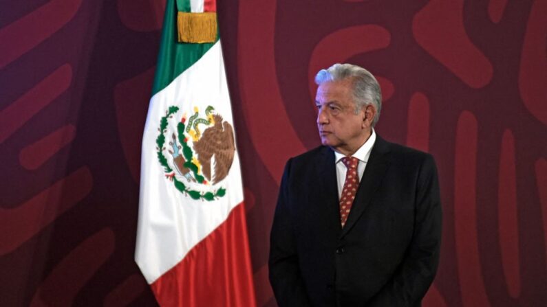 El presidente de México, Andrés Manuel López Obrador, durante su conferencia de prensa matutina en Ciudad de México el 6 de junio de 2022. (PEDRO PARDO/AFP vía Getty Images)