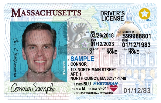 Una muestra de la licencia de conducir de Masschussets. (Dominio publico)
