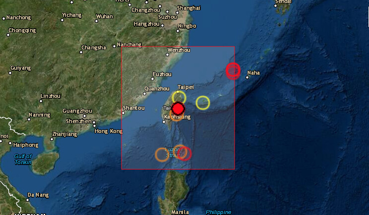 Un terremoto de 6 grados de magnitud en la escala de Richter sacudió hoy lunes el condado de Hualien, en el este de Taiwán, sin que hasta el momento se haya informado de víctimas. (Captura de pantalla/EMSC)