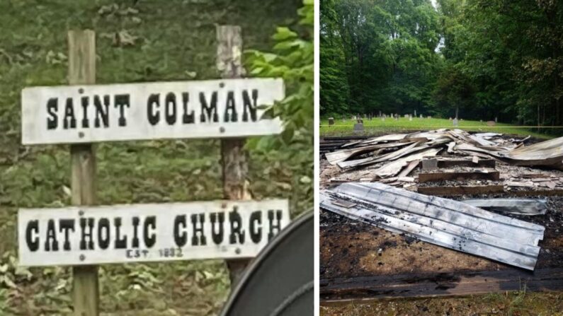 Un gran incendio en la iglesia católica de San Colman en Virginia Occidental está siendo investigado como provocado. (Cortesía del Departamento de Bomberos Voluntarios de Beaver)
