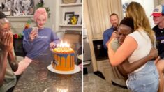 Niño de 6º grado recibe su primer pastel de cumpleaños tras ser adoptado: «Son lágrimas de felicidad»