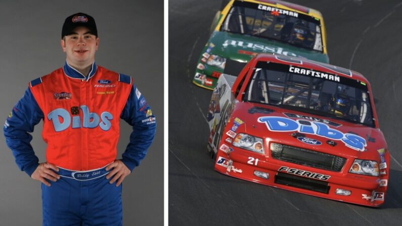 Izq: Bobby East posa para una fotografía en el Daytona International Speedway en Daytona, Florida, el 9 de febrero de 2006. (Rusty Jarrett/Getty Images); Der.: Bobby East conduce el auto #21 durante la práctica de NASCAR en Sparta, Ky., el 7 de julio de 2006. (Joe Robbins/Getty Images para NASCAR)