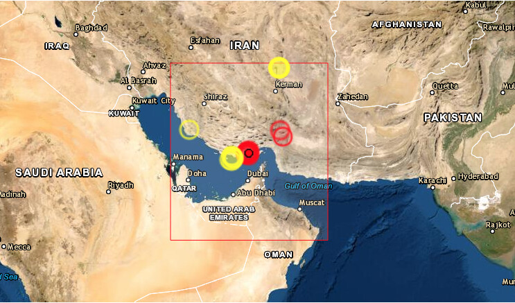 Al menos cinco personas murieron y 44 resultaron heridas este sábado en dos terremotos de magnitud 6.1 en la escala de Richter y multitud de réplicas que sacudieron el sur de Irán, informaron los medios iraníes. (Captura de pantalla/EMSC)