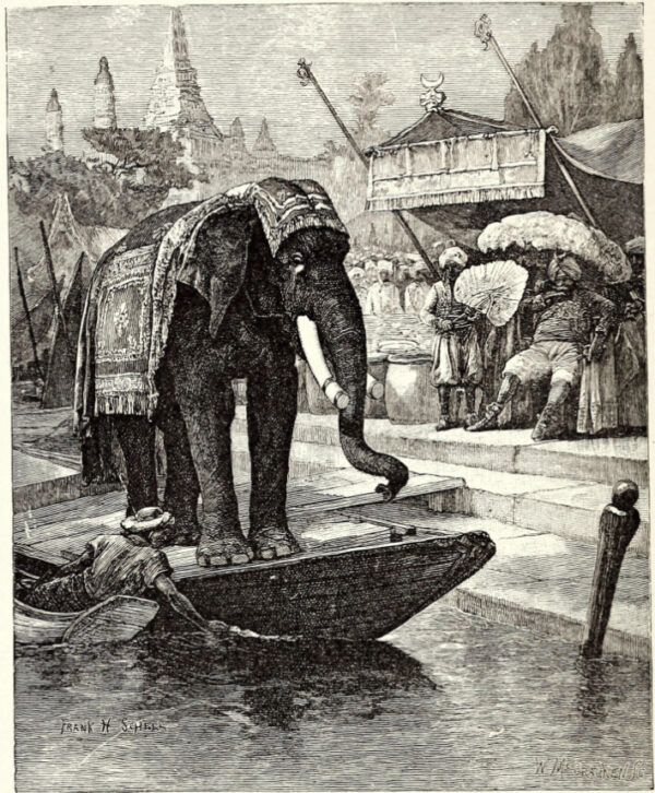 Ilustración de "Pesar un elefante" de "McGuffey's Third Eclectic Reader, Revised Edition", 1879. (Dominio público)