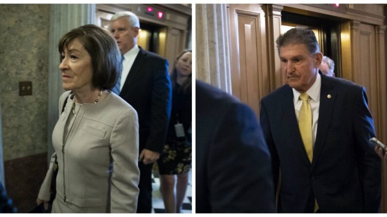 Los senadores Susan Collins (R-Maine) y Joe Manchin (D-W. Va.). (Drew Angerer/Getty Images - Drew Angerer/Getty Images)
