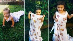 Mamá toma fotos de cumpleaños de su hija de 1 a 18 años con el vestido de novia de la abuela