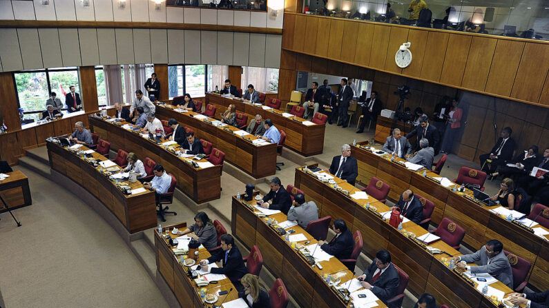 Vista del Senado paraguayo durante una sesión extraordinaria en Asunción el 10 de diciembre de 2013. (NORBERTO DUARTE/AFP vía Getty Images)