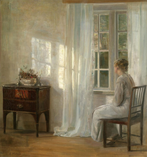 "Esperando junto a la ventana", antes de 1935, por Carl Holsoe. (Dominio público)