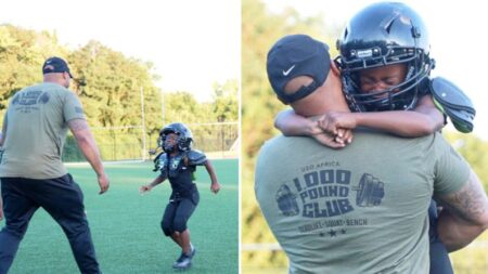 Papá sorprende a su hijo en entrenamiento de fútbol tras volver a casa de despliegue en el extranjero