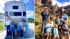 Veteranos de guerra viajan por EE.UU. en un autobús renovado y hacen “roadschooling” con sus 7 hijos