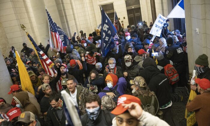 Interior del Capitolio de Estados Unidos en Washington durante la irrupción del 6 de enero de 2021. (Win McNamee/Getty Images)