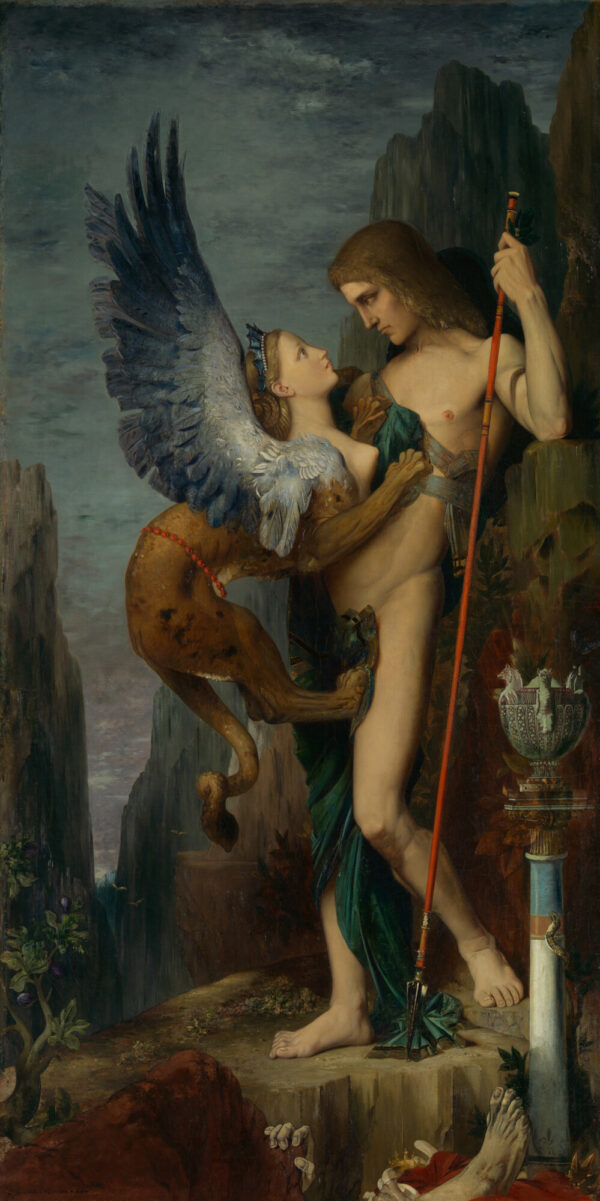 "Edipo y la Esfinge", 1864, de Gustav Moreau. Óleo sobre lienzo. Museo Metropolitano de Arte, Nueva York. (Dominio público)