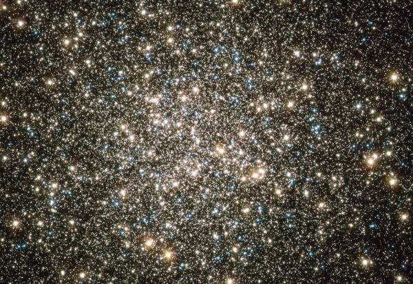 Como un torbellino de copos brillantes que centellean en un globo de nieve, el telescopio espacial Hubble de la NASA/ESA capta una visión instantánea de muchos cientos de miles de estrellas que se mueven en el cúmulo globular M13, uno de los cúmulos globulares más brillantes y conocidos del cielo boreal. Esta brillante metrópolis de estrellas se encuentra fácilmente en el cielo invernal de la constelación de Hércules y puede incluso vislumbrarse a simple vista en cielos oscuros. M13 alberga más de 100 000 estrellas y se encuentra a una distancia de 25 000 años luz. (NASA)