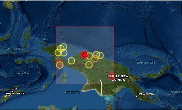 Dos terremotos de magnitud 6,2 sacudieron este sábado la provincia de Papua, una de las más orientales de Indonesia, según informó el Servicio Geológico de Estados Unidos (USGS). (Captura de pantalle/EMSC)