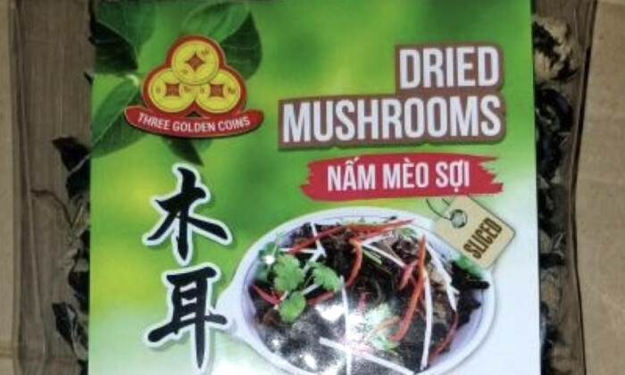 Uno de los productos de champiñones deshidratados retirados del mercado por Tai Phat Wholesalers en un anuncio el 29 de agosto de 2022. (FDA/Tai Phat Wholesalers)