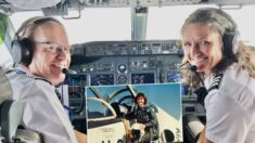 Piloto retirada de la Fuerza Aérea de 58 años vuelve a volar tras criar a sus 4 hijos: «Nunca es tarde»