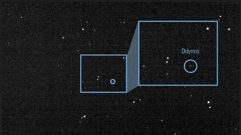 El asteroide Dydimos, al que orbita Dimorphos, objetivo del primer intento de desviar la trayectoria de un asteroide. EFE/JPL DART Navigation Team