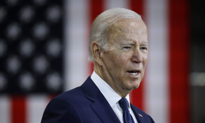 El presidente Joe Biden pronuncia un discurso en Hagerstown, Maryland, el 7 de octubre de 2022. (Chip Somodevilla/Getty Images)