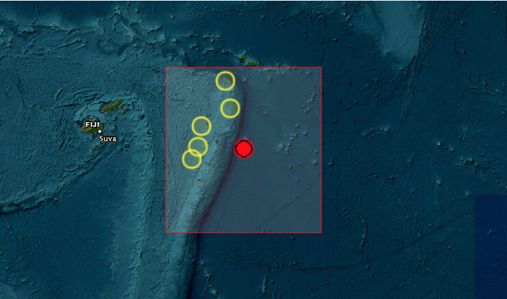 Un terremoto de magnitud 7.3 sacudió este viernes aguas cercanas a Tonga, en el Pacífico, y provocó una alerta de tsunami, aunque las autoridades no han informado por el momento de daños. (Captura de pantalla/EMSC)
