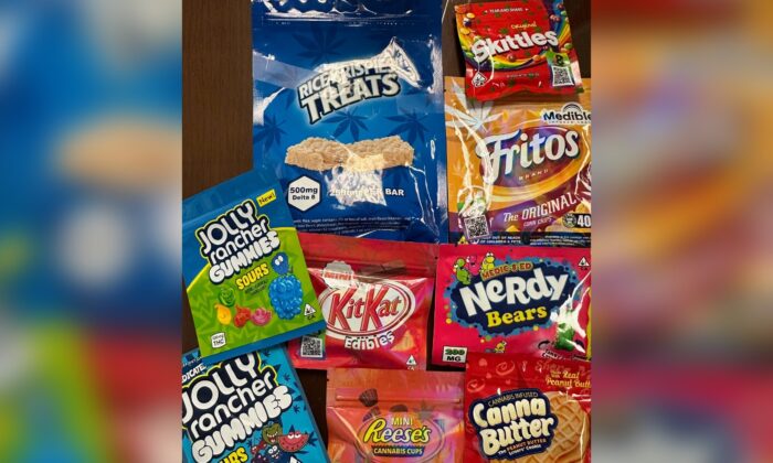 Los dulces y bocadillos con infusión de THC con publicidad de marca falsificada fueron confiscados en estaciones de servicio, tiendas de conveniencia y tiendas de vapeo en Carolina del Norte, dijeron funcionarios el 3 de noviembre de 2022. (Cortesía de la Oficina del Secretario de Estado de Carolina del Norte)