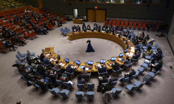 El Consejo de Seguridad de la ONU se reúne para discutir sobre el conflicto Ucrania-Rusia en la sede de la ONU, en Nueva York, el 21 de octubre de 2022. (Ángela Weiss/AFP vía Getty Images)

