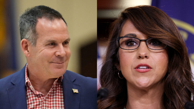El candidato demócrata al Congreso Adam Frisch, a la izquierda, y la representante Lauren Boebert (R-Colo.). (Getty Images)
