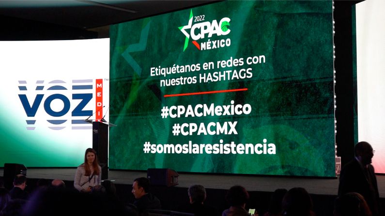Escenario de la primera edición de la Conferencia Política de Acción Conservadora (CPAC) en México, que se celebró el 18 y 19 de noviembre de 2022 en la Ciudad de México. (Captura de pantalla/The Epoch Times)